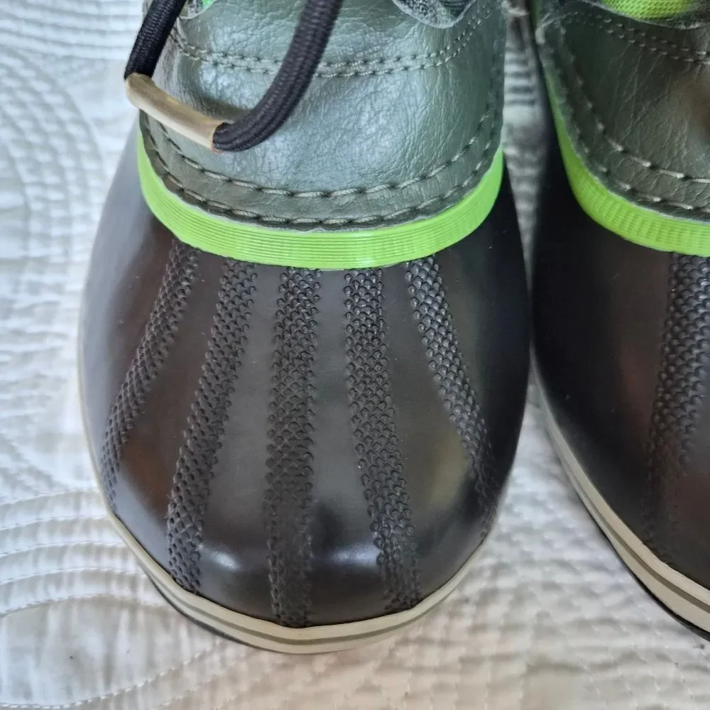 VGUC Sorel Yoot Pac Boots Black Green Boot Sz 5 Waterproof Winter